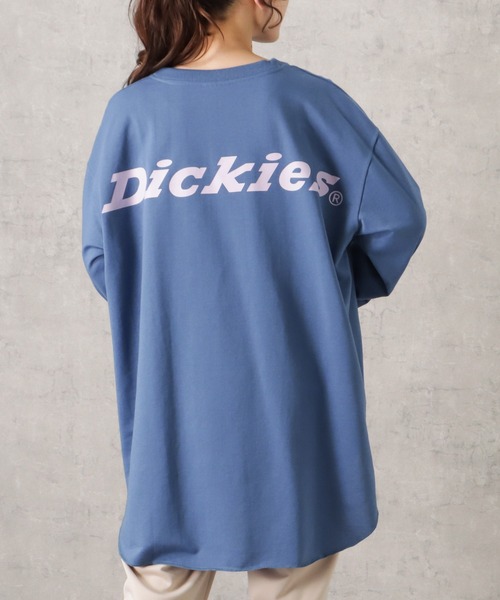 Dickies(ディッキーズ)の「Dickies ディッキーズ バックプリントロゴ裾ラウンドチュニック丈ロングスリーブTシャツ(Tシャツ/カットソー・レディース・ブルー/グリーン/ホワイト・フリー)」の18枚目の写真
