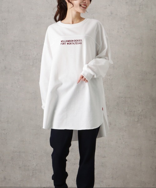 Dickies(ディッキーズ)の「Dickies ディッキーズ バックプリントロゴ裾ラウンドチュニック丈ロングスリーブTシャツ(Tシャツ/カットソー・レディース・ブルー/グリーン/ホワイト・フリー)」の20枚目の写真
