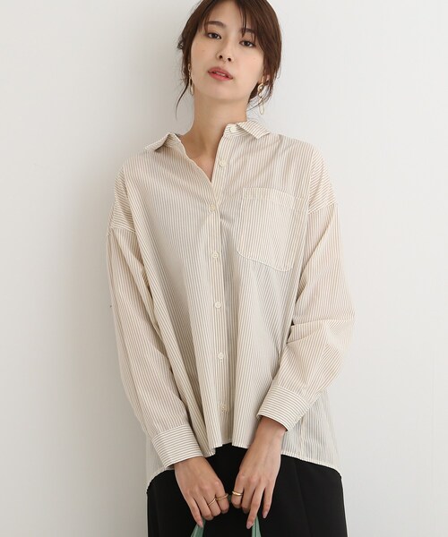 SHOO・LA・RUE（シューラルー）の「◆【大人のラフアイテム】一枚は持っていたいベーシックシャツ（シャツ/ブラウス・レディース・ネイビー系2/ベージュ系2/ホワイト・02/03/04）」の10枚目の写真