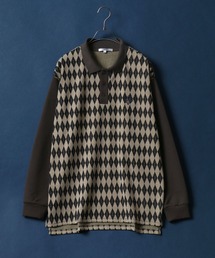 ANPAS（アンパス）の「Jacquard Fabric Total Pattern Print Long Sleeve Polo Shirt/カットジャガード 総柄プリント 長袖 ポロシャツ（ポロシャツ）」