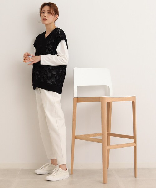 SHOO・LA・RUE（シューラルー）の「◆【2点セット】これだけでレイヤードスタイルが完成 透かし編みトップス（その他トップス・レディース・ブラック/ナチュラル/ライトグリーン/サンドベージュ・04/03/02）」の6枚目の写真