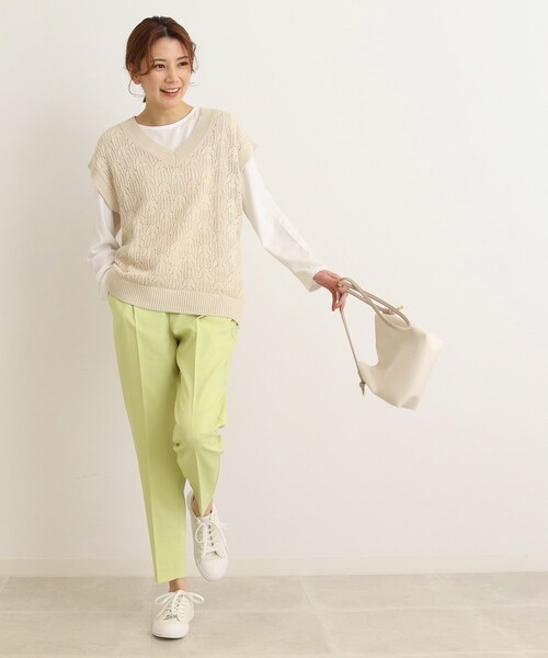 SHOO・LA・RUE（シューラルー）の「◆【2点セット】これだけでレイヤードスタイルが完成 透かし編みトップス（その他トップス・レディース・ブラック/ナチュラル/ライトグリーン/サンドベージュ・04/03/02）」の12枚目の写真