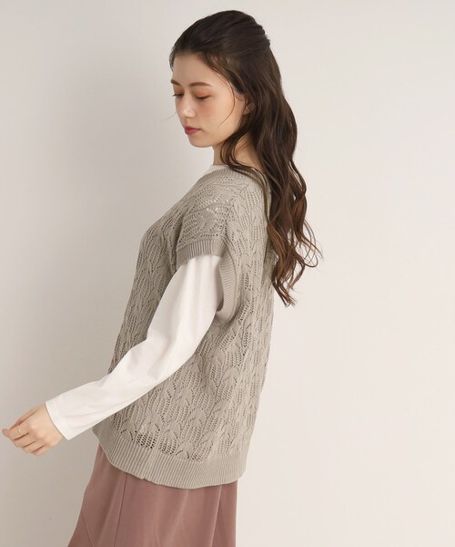 SHOO・LA・RUE（シューラルー）の「◆【2点セット】これだけでレイヤードスタイルが完成 透かし編みトップス（その他トップス・レディース・ブラック/ナチュラル/ライトグリーン/サンドベージュ・04/03/02）」の16枚目の写真