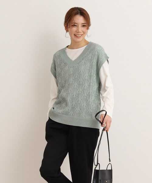 SHOO・LA・RUE（シューラルー）の「◆【2点セット】これだけでレイヤードスタイルが完成 透かし編みトップス（その他トップス・レディース・ブラック/ナチュラル/ライトグリーン/サンドベージュ・04/03/02）」の22枚目の写真