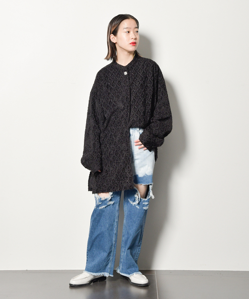 CITYSHOP（シティーショップ）の「CUT JACQUARD ブラウス（シャツ/ブラウス・レディース・ブラック・FREE）」の6枚目の写真