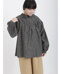 Samansa Mos2 | 綿麻前後着丸襟ブラウス(シャツ/ブラウス)