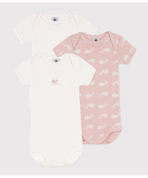 PETIT BATEAU(プチバトー)の「半袖ボディ3枚組(ロンパース・キッズ・その他・6MONTH/18MONTH/12MONTH/24MONTH)」の1枚目の写真