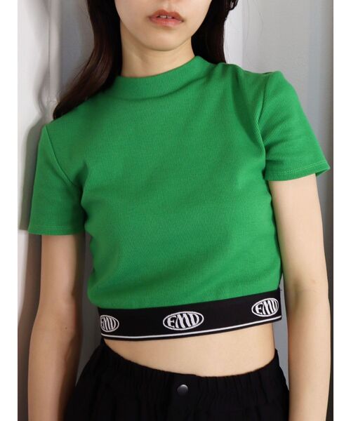 EMODA（エモダ）の「ジャガードフィットTシャツ（Tシャツ/カットソー・レディース・ホワイト/ブルー/グレー/グリーン/ブラック・FREE）」の4枚目の写真