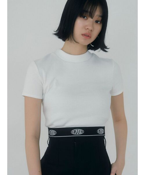EMODA(エモダ)の「ジャガードフィットTシャツ(Tシャツ/カットソー・レディース・ホワイト/ブルー/グレー/グリーン/ブラック・FREE)」の10枚目の写真