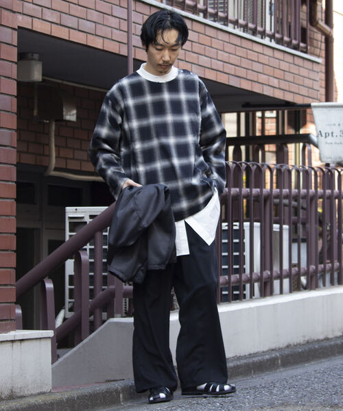 GLOSTER（グロスター）の「【GLOSTER/グロスター】オンブレチェック プルオーバーシャツ カットオフ USED加工（シャツ/ブラウス・メンズ・ブラック系その他・L/M）」の8枚目の写真