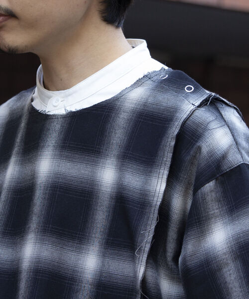 GLOSTER（グロスター）の「【GLOSTER/グロスター】オンブレチェック プルオーバーシャツ カットオフ USED加工（シャツ/ブラウス・メンズ・ブラック系その他・L/M）」の11枚目の写真