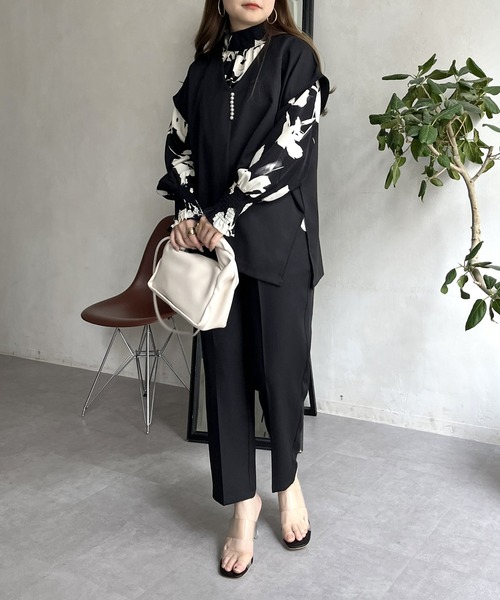 prose verse（プロズヴェール）の「【セットアイテム】パールフレンチプルオーバー×テーパードパンツ（セットアップ・レディース・ブラック/グレイッシュベージュ・ﾌﾘ-）」の20枚目の写真