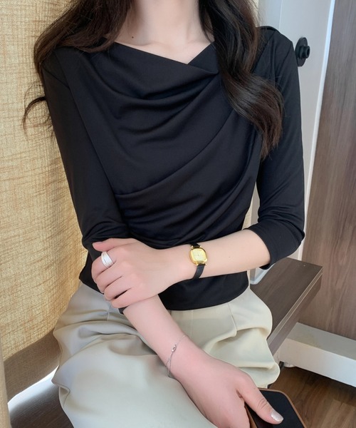 ABITOKYO(アビトーキョー)の「七分袖オフショルトップス(Tシャツ/カットソー・レディース・ホワイト/ブラック/ベージュ/グレー/パープル・M/L)」の11枚目の写真