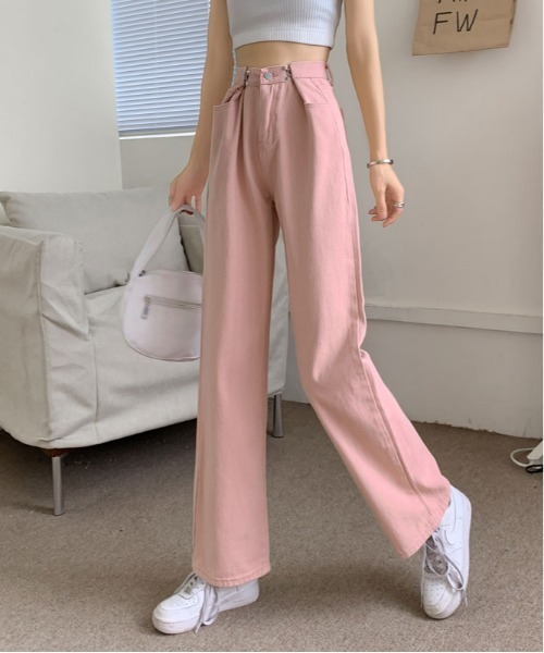 urge:(アージコロン )の「【URGE:】ハイウエスト ワイド ストレート デニムパンツ(デニムパンツ・レディース・ブラック/ブルー/ピンク/ホワイト・SMALL/LARGE/MEDIUM/X-LARGE)」の13枚目の写真