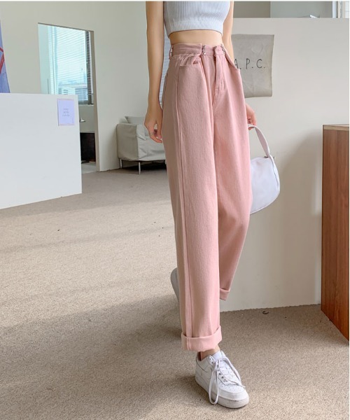 urge:(アージコロン )の「【URGE:】ハイウエスト ワイド ストレート デニムパンツ(デニムパンツ・レディース・ブラック/ブルー/ピンク/ホワイト・SMALL/LARGE/MEDIUM/X-LARGE)」の12枚目の写真