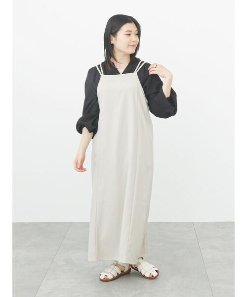 Samansa Mos2 blue（サマンサモスモスブルー）の「キャミワンピース（ワンピース・レディース・ライトベージュ/ブラック/イエロー・ﾌﾘ-）」の10枚目の写真