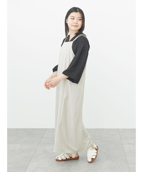 Samansa Mos2 blue（サマンサモスモスブルー）の「キャミワンピース（ワンピース・レディース・ライトベージュ/ブラック/イエロー・ﾌﾘ-）」の12枚目の写真