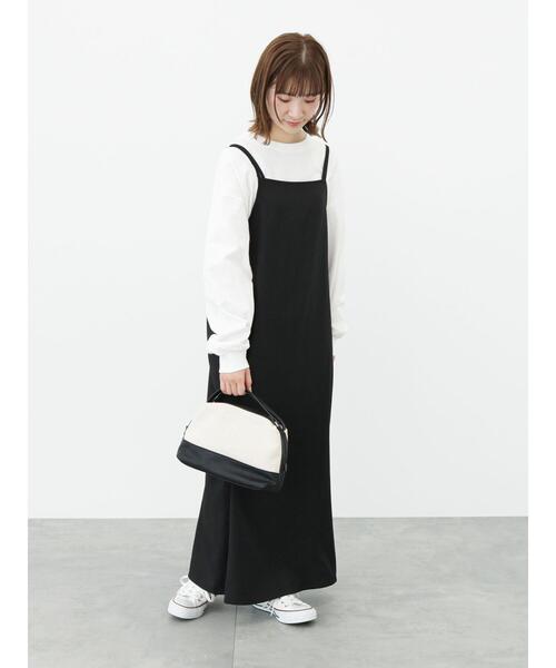 Samansa Mos2 blue（サマンサモスモスブルー）の「キャミワンピース（ワンピース・レディース・ライトベージュ/ブラック/イエロー・ﾌﾘ-）」の16枚目の写真