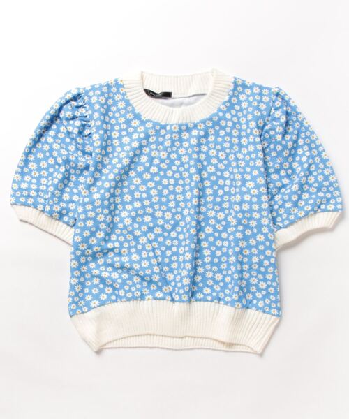B.I.D.（ビーアイディー）の「【Bz】【LAnGe】フラワーパフスリーブトップス（Tシャツ/カットソー・レディース・ブルー/ブラック/パープル・FREE）」の3枚目の写真