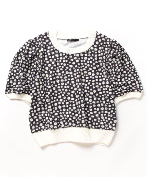 B.I.D.（ビーアイディー）の「【Bz】【LAnGe】フラワーパフスリーブトップス（Tシャツ/カットソー・レディース・ブルー/ブラック/パープル・FREE）」の2枚目の写真