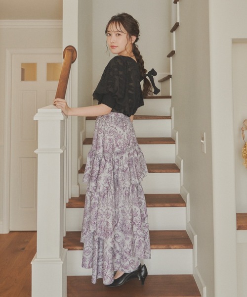 idem イデムvolume tulle butterfly dot skirt