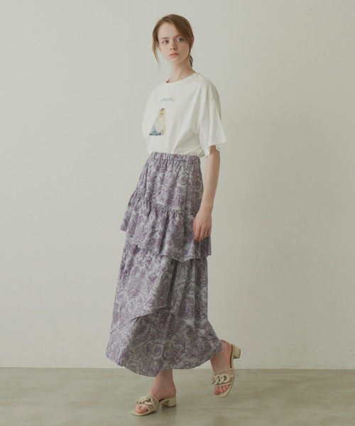idem（イデム）の「toile de Jouy frill skirt/ティアードボリュームスカート【Sサイズ展開あり】（スカート・レディース・アイボリー/グレー・FREE/SMALL）」の21枚目の写真