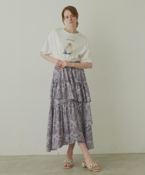 idem（イデム）の「toile de Jouy frill skirt/ティアードボリュームスカート【Sサイズ展開あり】（スカート・レディース・アイボリー/グレー・FREE/SMALL）」の22枚目の写真