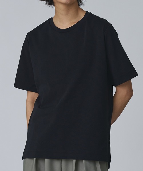 Abor（アボア）の「【Abor】ヘムスリットハーフスリーブTシャツ（Tシャツ/カットソー・レディース・ブラック/アイボリー/カーキ・FREE）」の4枚目の写真