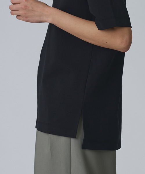 Abor（アボア）の「【Abor】ヘムスリットハーフスリーブTシャツ（Tシャツ/カットソー・レディース・ブラック/アイボリー/カーキ・FREE）」の7枚目の写真