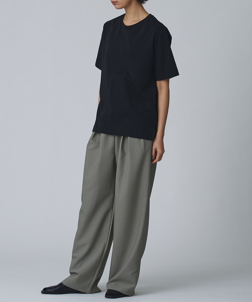 Abor（アボア）の「【Abor】ヘムスリットハーフスリーブTシャツ（Tシャツ/カットソー・レディース・ブラック/アイボリー/カーキ・FREE）」の9枚目の写真