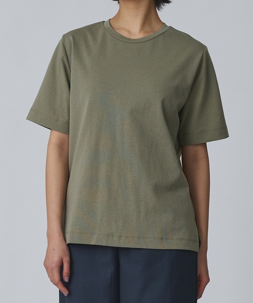 Abor（アボア）の「【Abor】ヘムスリットハーフスリーブTシャツ（Tシャツ/カットソー・レディース・ブラック/アイボリー/カーキ・FREE）」の12枚目の写真