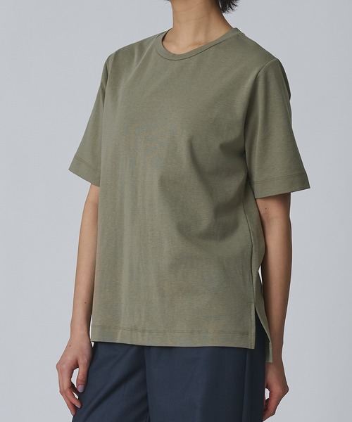 Abor（アボア）の「【Abor】ヘムスリットハーフスリーブTシャツ（Tシャツ/カットソー・レディース・ブラック/アイボリー/カーキ・FREE）」の13枚目の写真