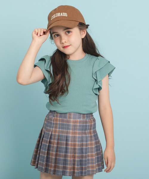 URBAN CHERRY(アーバンチェリー)の「【快適さらリブ素材】リブフリルノースリーブTシャツ(Tシャツ/カットソー・キッズ・アイボリー/ピンク/ブルー/パープル/ブラック・130cm/150cm/140cm/120cm/110cm)」の4枚目の写真