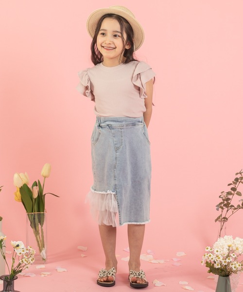 URBAN CHERRY(アーバンチェリー)の「【快適さらリブ素材】リブフリルノースリーブTシャツ(Tシャツ/カットソー・キッズ・アイボリー/ピンク/ブルー/パープル/ブラック・130cm/150cm/140cm/120cm/110cm)」の13枚目の写真