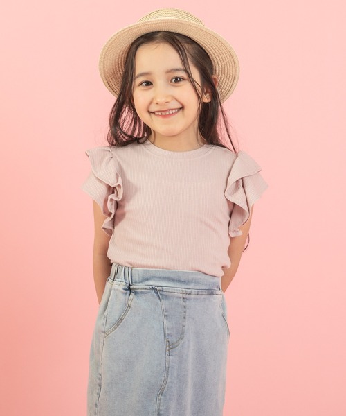 URBAN CHERRY(アーバンチェリー)の「【快適さらリブ素材】リブフリルノースリーブTシャツ(Tシャツ/カットソー・キッズ・アイボリー/ピンク/ブルー/パープル/ブラック・130cm/150cm/140cm/120cm/110cm)」の14枚目の写真