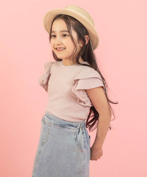 URBAN CHERRY(アーバンチェリー)の「【快適さらリブ素材】リブフリルノースリーブTシャツ(Tシャツ/カットソー・キッズ・アイボリー/ピンク/ブルー/パープル/ブラック・130cm/150cm/140cm/120cm/110cm)」の15枚目の写真