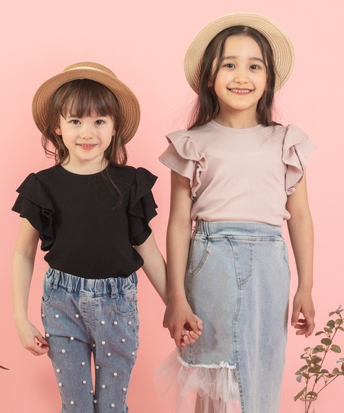 URBAN CHERRY(アーバンチェリー)の「【快適さらリブ素材】リブフリルノースリーブTシャツ(Tシャツ/カットソー・キッズ・アイボリー/ピンク/ブルー/パープル/ブラック・130cm/150cm/140cm/120cm/110cm)」の11枚目の写真