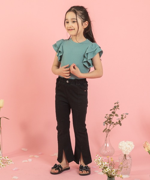 URBAN CHERRY(アーバンチェリー)の「【快適さらリブ素材】リブフリルノースリーブTシャツ(Tシャツ/カットソー・キッズ・アイボリー/ピンク/ブルー/パープル/ブラック・130cm/150cm/140cm/120cm/110cm)」の20枚目の写真