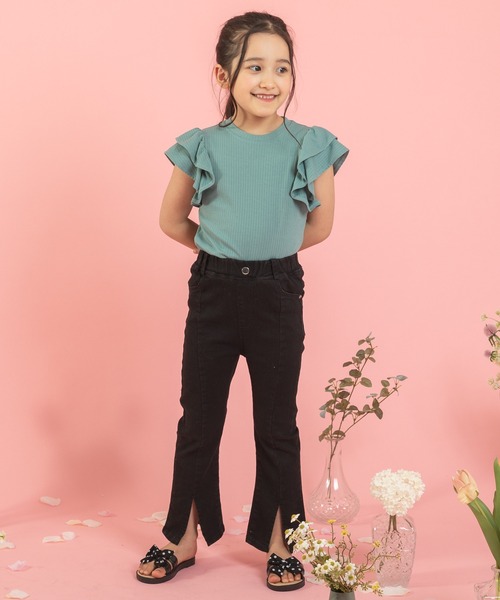 URBAN CHERRY(アーバンチェリー)の「【快適さらリブ素材】リブフリルノースリーブTシャツ(Tシャツ/カットソー・キッズ・アイボリー/ピンク/ブルー/パープル/ブラック・130cm/150cm/140cm/120cm/110cm)」の21枚目の写真