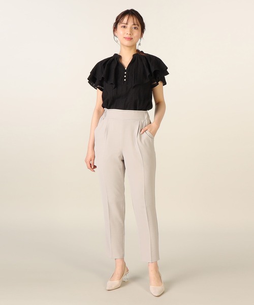 LAISSE PASSE（レッセパッセ）の「ハイストレッチテーパードパンツ（スラックス・レディース・ネイビー/サックスブルー/グレイッシュベージュ・MEDIUM/SMALL）」の5枚目の写真