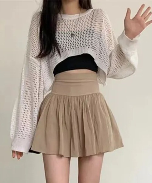 sevens（セブンズ）の「【sevens】メッシュ編み短丈カットソー（Tシャツ/カットソー・レディース・ブラック/ホワイト・FREE）」の5枚目の写真