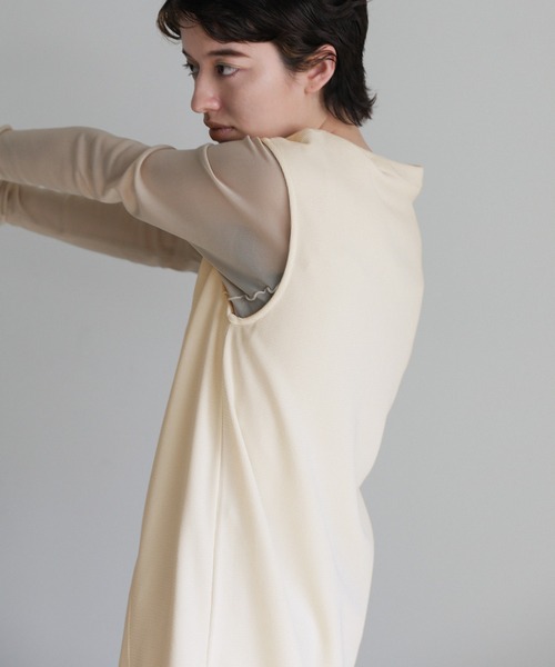 select MOCA（セレクトモカ）の「ワッフルキーネックワンピース（ワンピース・レディース・アイボリー/ブラック・FREE）」の6枚目の写真