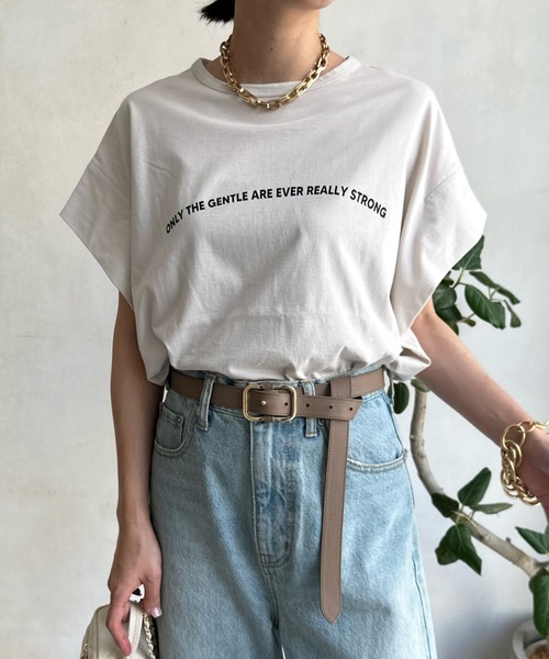 DouDou(ドゥドゥ)の「アーチロゴフレンチスリーブTEE(Tシャツ/カットソー・レディース・アイボリー/チャコールグレー/オフホワイト・FREE)」の20枚目の写真