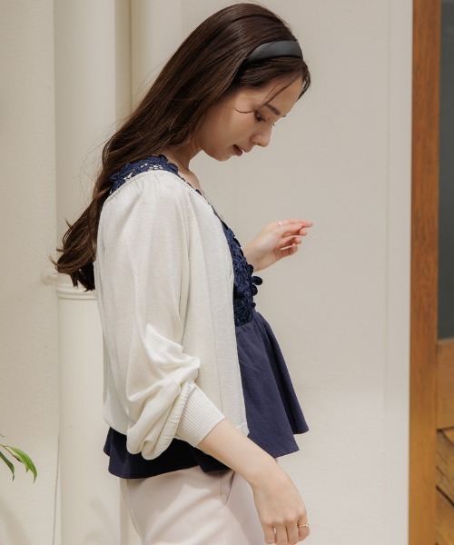 flower（フラワー）の「スパークルシアーニット（カーディガン/ボレロ・レディース・ホワイト/ピンク・FREE）」の20枚目の写真