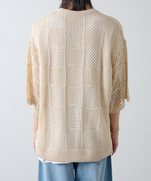 COLONY 2139（コロニートゥーワンスリーナイン）の「透かし編み半袖ニット（ニット/セーター・メンズ・アイボリー/ブラック・MEDIUM/LARGE）」の10枚目の写真