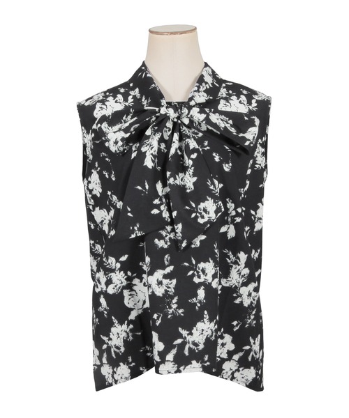 ブラウス シャツ ノースリーブ花柄ボウタイブラウス/23130 レディース Julia Boutique ブラウス シャツ ノースリーブ花柄ボウタイ
