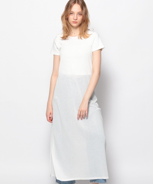 FOREVER 21（フォーエバー トゥエンティーワン）の「シアーニットキャミワンピース（ワンピース・レディース・ライトグリーン/ブラック/オフホワイト・FREE）」の4枚目の写真