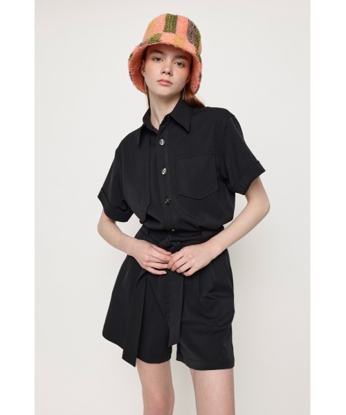 SLY（スライ）の「WIDE S/L ROMPERS ワイドスリーブ ロンパース オールインワン つなぎ ラクチン １枚（サロペット/オーバーオール・レディース・アイボリー/ブラック/ターコイズブルー・FREE）」の22枚目の写真