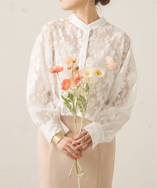 Ambre Neige（アンブルネージュ）の「２WAYレースバンドカラーシャツ／WEB/EC限定商品（シャツ/ブラウス・レディース・オフホワイト/アイボリー・FREE）」の4枚目の写真