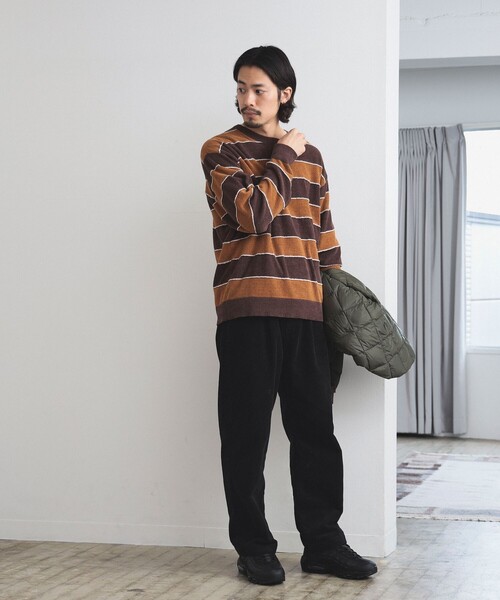 B:MING by BEAMS（ビーミングバイビームス）の「B:MING by BEAMS / モール ボーダー クルーネック ニット(キッズサイズ展開あり)（ニット/セーター・メンズ・ブラウン/ネイビー・SMALL/MEDIUM/LARGE/X-LARGE）」の4枚目の写真